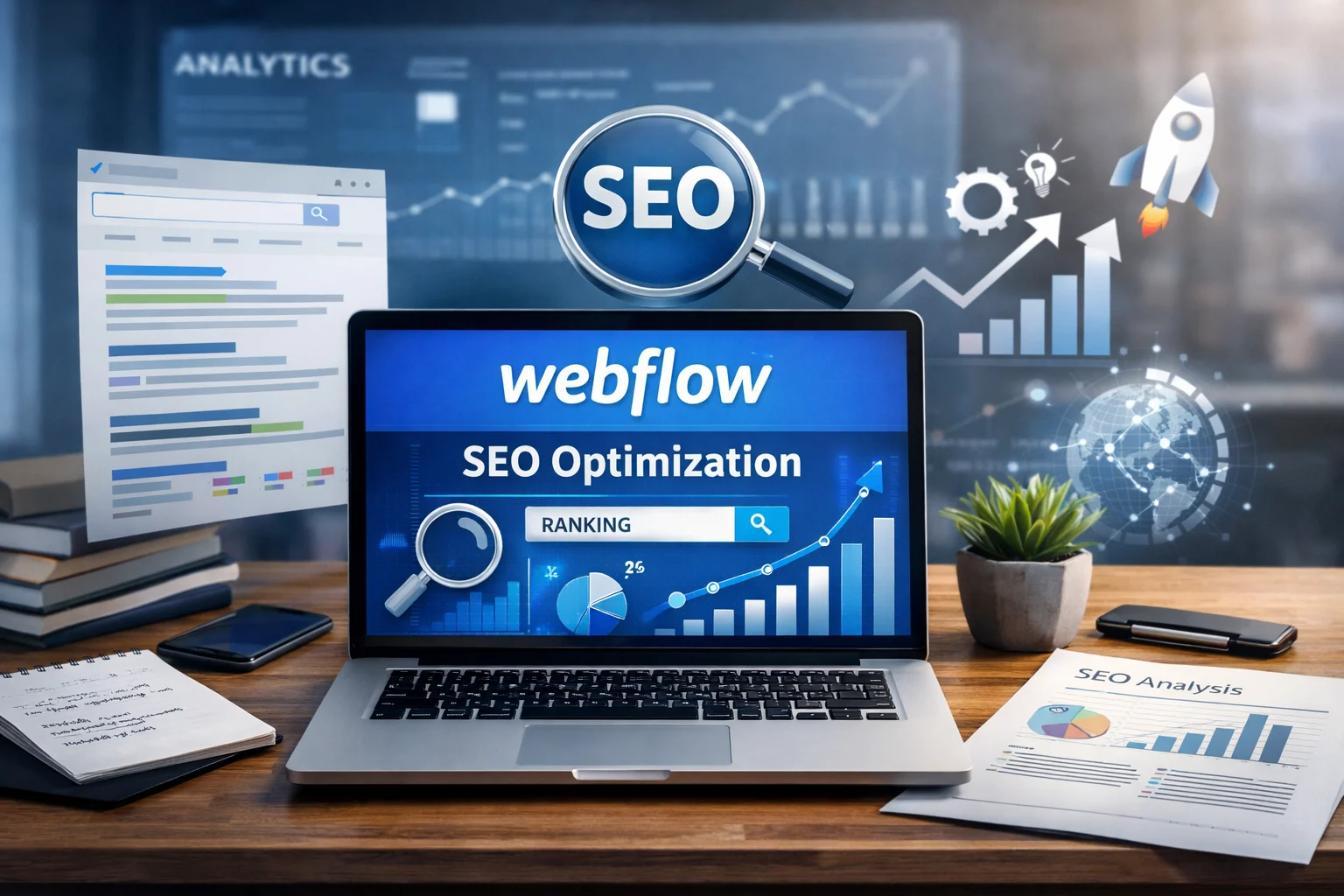 Netlinking : webflow seo - Illustration SEO Netlinking